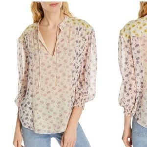Joie Tyla Silk Floral Peasant Top